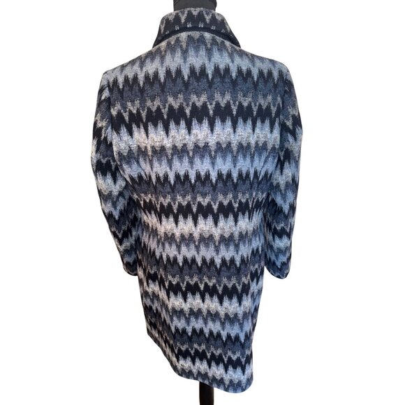 Dolce Vita Black Gray Chevron Wool Blazer Coat Jacket L Business City Office - Picture 2 of 10